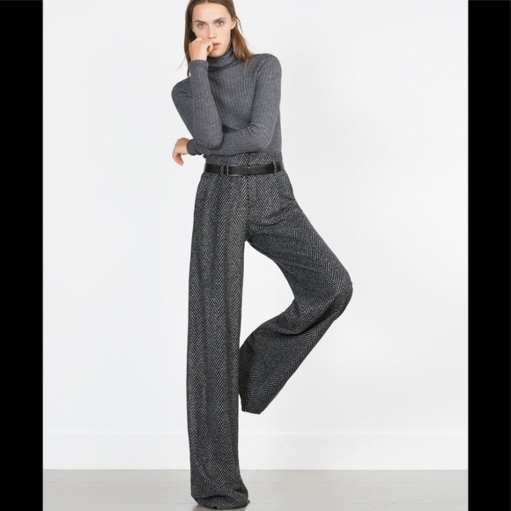Zara wide leg herringbone trousers